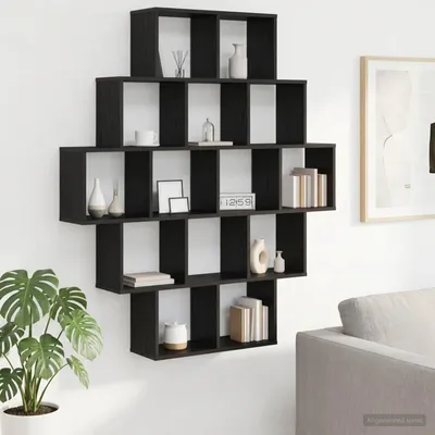Productafbeelding van Maison Exclusive - Wandplank, zwart eikenhout, 120 x 20 x 136 cm, houtvezel
