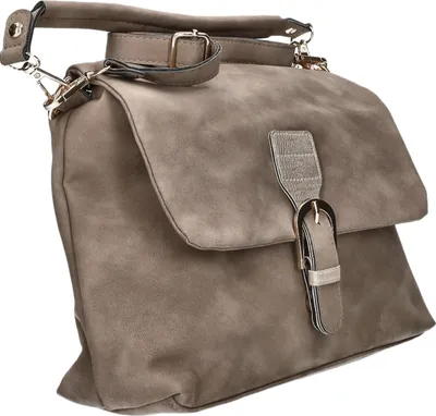 Produktbild von Abendtasche Überschlagtasche aus glattem Kunstleder Beige 32x22x9 cm mit abnehmbarem Schulterriemen