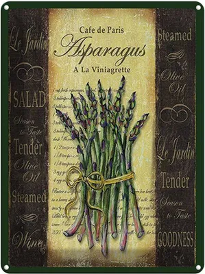 Produktbild von vianmo Blechschild 40x30 cm Cafe de Paris Asparagus Spargel