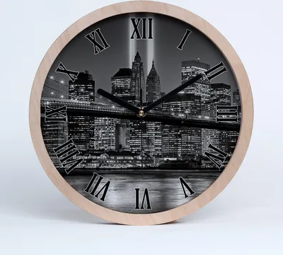 Produktbild von Holzuhr 20fi cm wanduhr - schwarze Spitzen - Manhattan New York