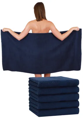Produktbild von Betz 6 Stück Duschtücher 70 x 140 cm PREMIUM 100% Baumwolle Liegetuch Strandtuch   Farbe: dunkelblau