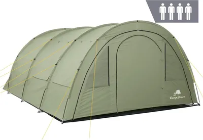 Obrázek produktu pro CampFeuer Multi stan pro 4 osoby, olivově zelený, tunelový stan s předsíňkou, 5000 mm vodní sloupec