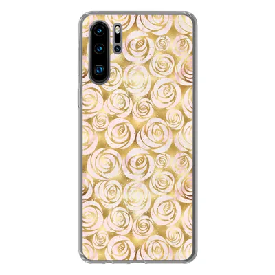 Produktbild von MuchoWow® Handyhülle Schutzhülle Hülle für Huawei P30 Pro Marmor - Gold - Rosen - Muster Silikon Softcase Handy Hülle - Schutzdeckel