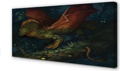 Produktbild von Leinwandbild 100x50 Wandkunst Grüner Drache im Wald