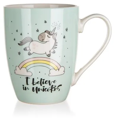 Produktbild von Becher, Keramikbecher Unicorn Mintfarbenes Einhorn 340 ml