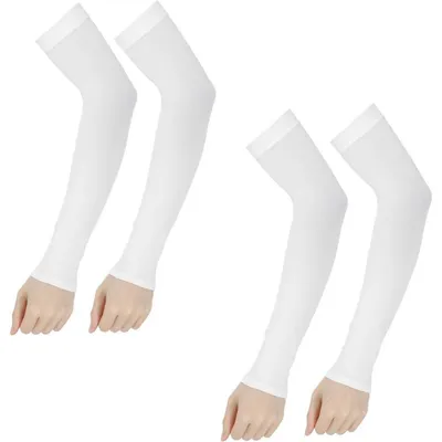 Obrázek produktu pro 2 páry rukávů s UV ochranou, vhodné jako ochrana před sluncem, pro letní použití, chladivé, pro dámy i pány (bílé)