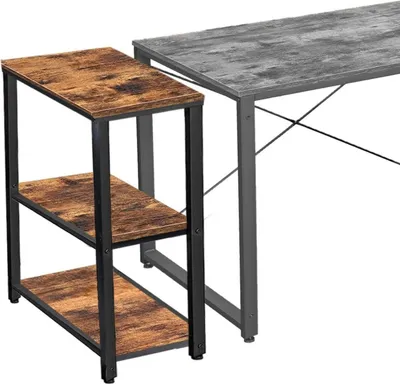 Produktbild von BEGRYF Beistellregal für Schreibtisch – 60x40x75 cm, Regal mit 3 Ablagen, Metallgestell und Holzoptik, Industrial Stil, Regalaufsatz Büro