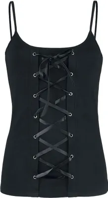 Produktbild von Gothicana by EMP Damen Schwarzes Top mit Schnürung und dünnen Trägern L