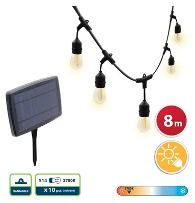 Immagine prodotto di VELAMP Catena luminosa a LED PS070S con ricarica solare, 8 m