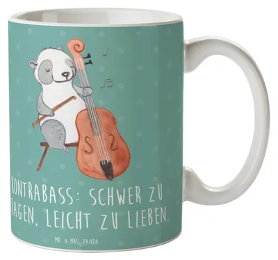 Produktbild von Mr. & Mrs. Panda Kaffeepott Kontrabass Liebe - Meeresbrise - Geschenk, Kaffeetasse, Jazzbands, Musiker, Kaffeebecher, Herz, Sinfonieorchester, Becher, Lernen, Teepott