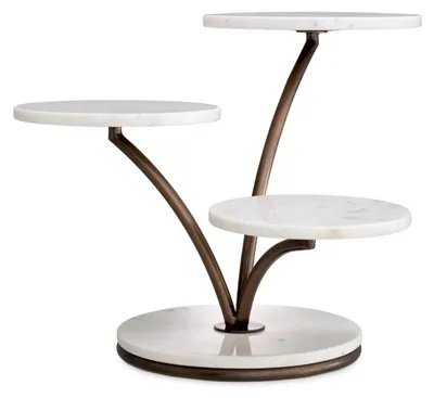 Image de Casa Padrino Luxe Présentoir à gâteaux et biscuits Blanc / Bronze 50 x 50 x H. 40 cm