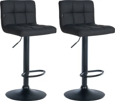 Produktbild von CLP 2er Set Barhocker Feni Kunstleder höhenverstellbar und drehbar schwarz Gestell Farbe schwarz
