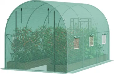 Obrázek produktu pro Skleníkový tunel Skleníkový chladicí rám 292x196x190 cm zelený - pozinkovaný rám - PE kryt - průchozí konstrukce - optimální větrání - všestranné použití