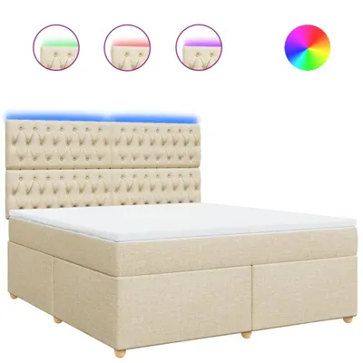 Produktbild von vidaXL Boxspringbett mit Matratze Creme 180x200 cm Stoff