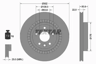 Obrázok produktu pre 2 brzdové kotúče Textar 302 mm vzadu pre Volvo XC60