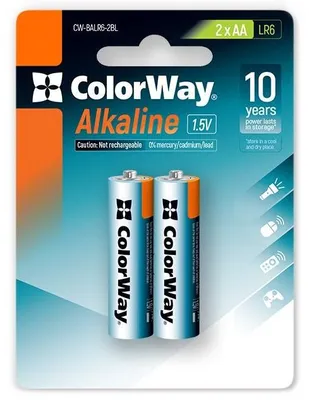 Image de Piles alcalines Colorway AA/ 1,5V/ 2pcs en pack/ Blister