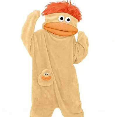 Produktbild von Silly Onesie Gelber Plüsch Monster Onesie Pyjama – kuscheliger Ganzkörper-Overall aus weichem Stoff – lange Ärmel – süßes Cartoon Design