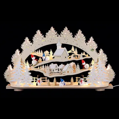 Immagine prodotto di pupazzo di neve ad arco con candela 3D (66x40x11,5 cm) di Saico Seiffen