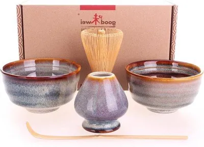 Produktbild von Famanu Matcha Set für die Teezeremonie - 4-teilig mit Klopperhalter