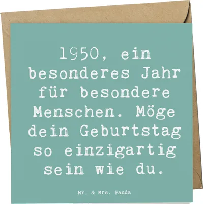Produktbild von Mr. & Mrs. Panda doppelkarte Spruch 1950 Geburtstag - Meeresbrise - Geschenk, Grußkarte, Alter, anlasskarte, nostalgisch, Glückwunschkarte, faltkarte, Happy Birthday