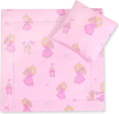 Obrázok produktu pre Súprava detskej posteľnej bielizne - 2-dielna prikrývka a vankúš - priedušná ekoex bavlna - ružová princezná