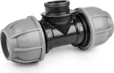 Produktbild von T-Stück Schlauchkupplung mit Innengewinde für PE-Rohre 40 mm - 1"
