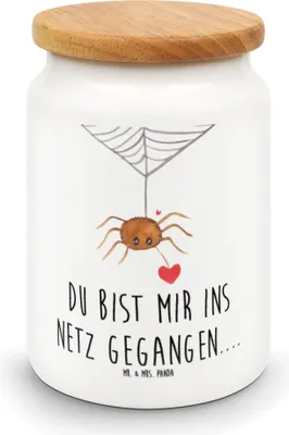 Produktbild von Mr. & Mrs. Panda Dose Spinne Agathe Liebe - Weiß - Geschenk, Teedose, behälter, Liebesgeschenk, Verliebt, Liebesbeweis, Kaffeedose, Keksdose, Vorratsbehälter
