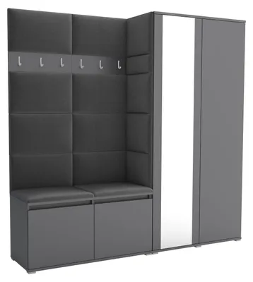 Produktbild von Garderobe LUTON 4 ANTHRACITE 15– Farbe: Anthrazit, moderner Schrank 40x190x186 cm, funktionale Lösung für den Flur, Garderobeschrank, Flurmöbel