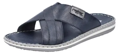 Produktbild von Rieker Herren Pantolette aus beschichtetem Leder mit Kreuzbandage 21082, Größe:45 EU, Farbe:Schwarz