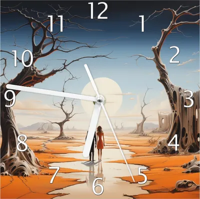 Produktbild von Wallario Design Wanduhr Wüstenwanderer aus Echtglas, Größe 20 x 20 cm