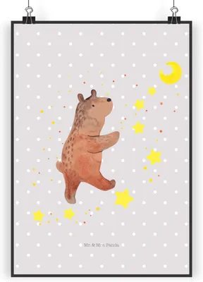 Produktbild von Mr. & Mrs. Panda Bild Bär Träume DIN A5 - Grau Pastell - Geschenk, drucke, Plakat, Wandbild, wanddeko, Traumdeutung, Träumen, Traum, Kunstdruck, Teddy