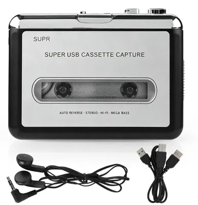 Immagine prodotto di Registratore a cassette portatile con connessione USB e presa per cuffie da 3,5 mm