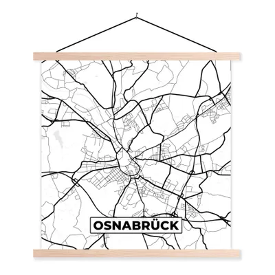 Produktbild von MuchoWow® Textilposter Karte - Osnabrück - Karte - Stadtplan 60x60 cm mit holzfarbenen Rahmen - Wanddekoration