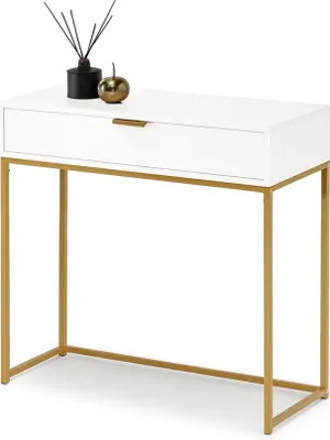 Produktbild von NIRAI Konsolentisch mit Schublade – Weiß/Gold