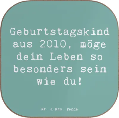 Produktbild von Mr. & Mrs. Panda Untersetzer für Gläser Spruch 2010 Geburtstag - Meeresbrise - Geschenk, Geburtstagsgeschenk, Alter, Jahrgang, Tassen, Getränkeuntersetzer, Tasse, Coaster