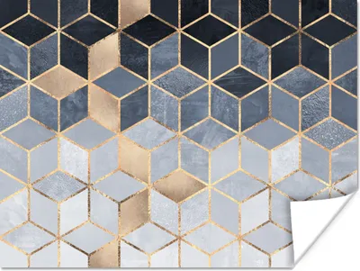 Produktbild von MuchoWow® Poster Würfel - Gold - Muster 160x120 cm - Foto Plakat