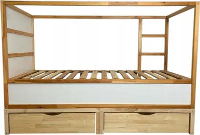 Produktbild von Podest mit 2 Schubladen für IKEA KURA 90x200 – NestUp Storage Bett-Erhöhung, Front Kiefer Natur
