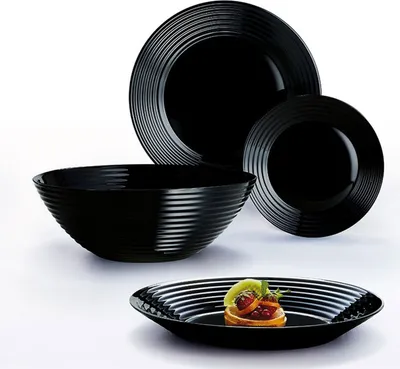 Produktbild von Tafelservice Harena Elegant und raffiniert schwarz Teller Schale Set 19-Stück LUMINARC