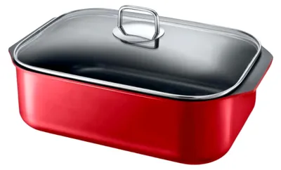 Produktbild von Antihaft-Aluminiumguss-Bräter 34 cm, rot, mit Schüttrand und gleichmäßiger Hitzeverteilung