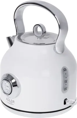 Zdjęcie produktu dla Adler AD 1346, 1,7 l, 2200 W, Metaliczny, Biały, Stal nierdzewna, Wskaźnik poziomu wody, Zabezpieczenie przed przegrzaniem