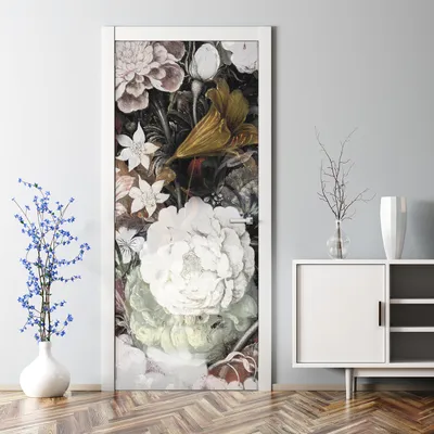Produktbild von Dekorative Türposter Klebefolie selbstklebend Wandaufkleber Blumen Kunst Vintage 85 x 200 cm