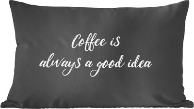 Produktbild von MuchoWow® Zierkissen Sofakissen Wohnzimmer Dekokissen 50x30 cm Zitat - Kaffee - Kaffee ist immer eine gute Idee - Sprichwörter - Wohnzimmerdekoration - Polster mit Photo