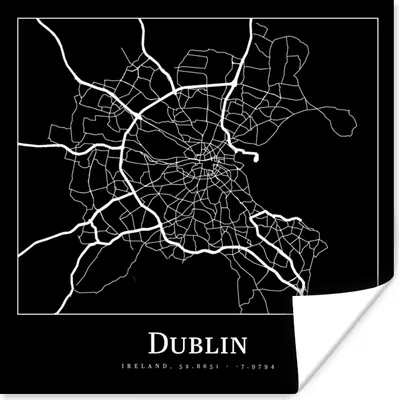 Produktbild von MuchoWow® Poster Stadtplan - Dublin - Karte 100x100 cm - Babyzimmer