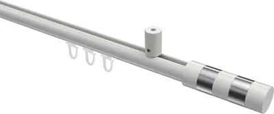 Produktbild von Interdeco Innenlaufstange / Gardinenstange mit Innenlauf Weiß, Typ Sonius Mavell (Zylinder Bicolor) Deckenmontage, 20 mm Ø 1-läufig, 100 cm