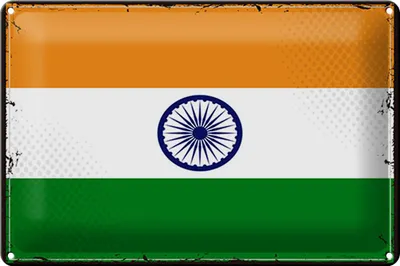 Produktbild von Blechschild Flagge Indien 30x20cm Retro Flag of India