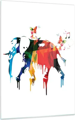 Produktbild von Bilder auf glas - Einteilig - Elefant Tierwelt Fantasie - 50x70cm - Glasbilder - Wandbilder - Bilder - zum Aufhängen bereit - Wanddekoration aus Glas - Glas Bilder - Wandbild auf Glas - GPA50x70-3079