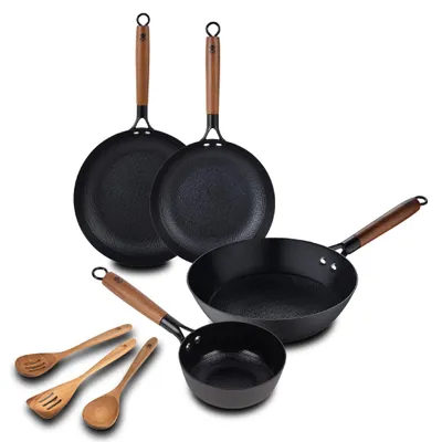 Kochset, 4-teilig: 28 cm Pfanne, 24 cm Wok, 24 cm Pfanne, 16 cm Kasserolle