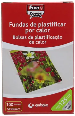 Image de Pochettes à plastifier Grafoplás fixocover 54x86mm pp 125 micron brillant - carton de 100 pièces