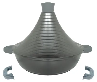 Immagine prodotto di Tagine in fusione di alluminio Ø28cm induzione manici in silicone pentola per cottura a vapore arrosto grigio