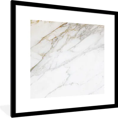 Produktbild von MuchoWow® Gerahmtes Poster Marmor - Stein - Weiß - Gold - Marmoroptik - Stein - Luxus 40x40 cm - Poster mit Schwarzem Bilderrahmen Wandposter Rahmen Foto Bilder - Poster - Plakat im Rahmen